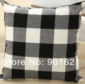 Checked Black and White Cushion