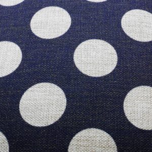 Blue-Polka-Dot-Cushion-Cover Close Up showing beige dots