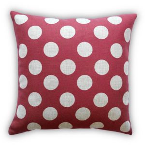 Red Polka Dot Cushion Cover Front with beige polka dots on red background