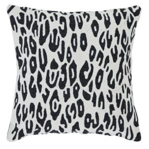 White and black leopard print cushion
