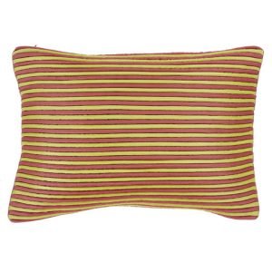Yellow and coral striped retro cushion
