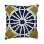 Cushion cover with blue base and white line design