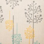 Grey, teal and yellow tree design on cushion cover