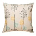 Sleek natural tone cushion cover with contemporary grey yellow blue design