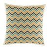 Blue and yellow zig zag pattern on cushion cover