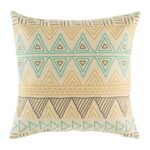 Teal, yellow and brown pattern on cushion cover