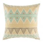 Teal, yellow and brown pattern on cushion cover