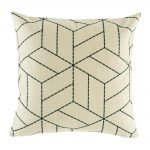 Light cushion cover with fine black woven pattern