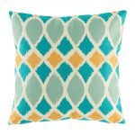 Teal and orange cushion cover with geometric shapes