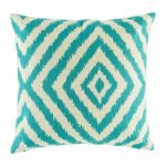Teal geometric patterned cushion cover