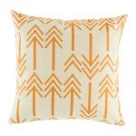 Light cushion cover featuring double headed arrow pattern in orange