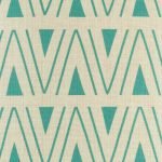 Close up of teal triangle patterned cushion cover