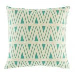 Teal accent cushion cover on cotton linen material
