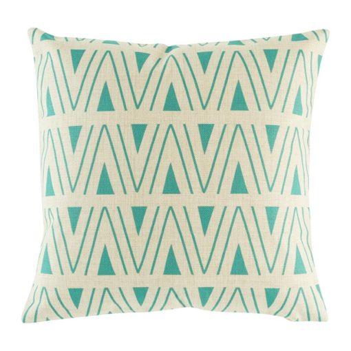 Teal accent cushion cover on cotton linen material