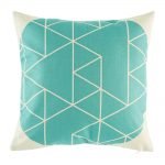 Cushion cover with smart geometric pattern on blue teal