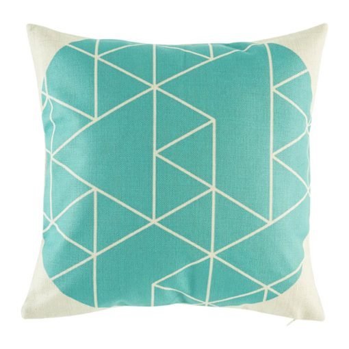 Cushion cover with smart geometric pattern on blue teal