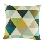 Diamond patterned cushion cover in dark blue browns and yellows