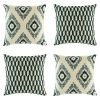 Geometric pattern in dark and light grey on set of 4 cushion covers
