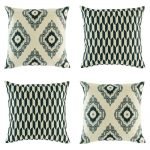 Geometric pattern in dark and light grey on set of 4 cushion covers