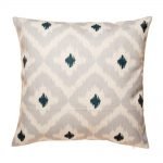 Grey cushion cover with diamond pattern and black polkas