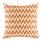 Orange zig zag pattern on cotton linen cushion cover