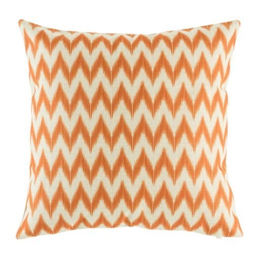 Orange zig zag pattern on cotton linen cushion cover