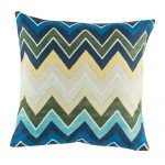 Bold blue green cushion cover with zig zag stripes