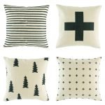 Contemporary set of cushion covers with funky black designs