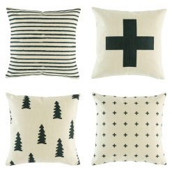Contemporary set of cushion covers with funky black designs