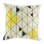 Cushion cover with geometric pattern featuring black and yellow