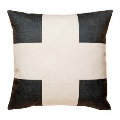Cotton linen cushion cover with black cross print