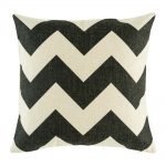 Black chevron cushion cover on cotton linen material