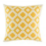 Yellow pattern cushion cover on cotton linen fabric