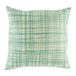 Natural cushion cover with teal cross pattern