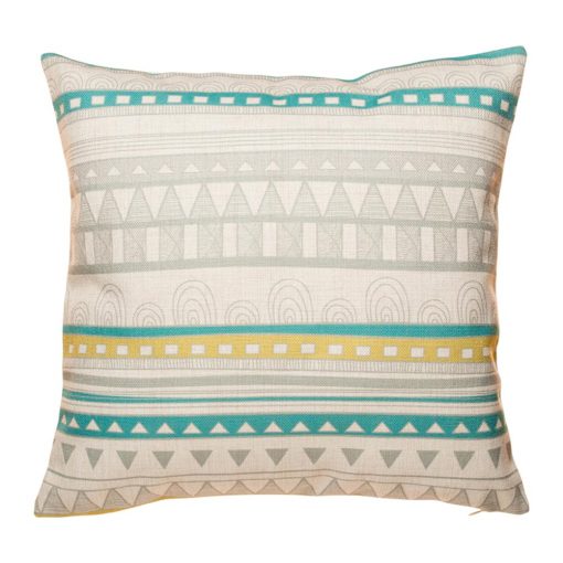Grey and teal striped cushion cover