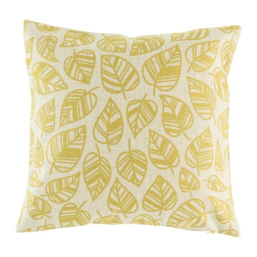 Cotton linen cushion cover with gold leaf pattern