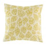 Cotton linen cushion cover with gold leaf pattern