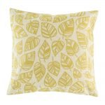 Cotton linen cushion cover with gold leaf pattern