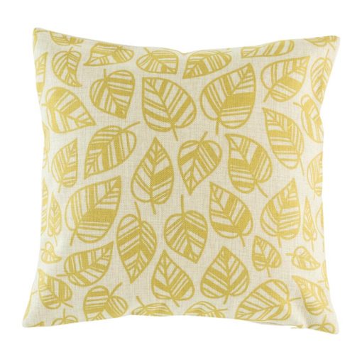 Cotton linen cushion cover with gold leaf pattern