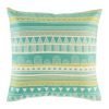 Teal and yellow striped cushion cover cotton linen