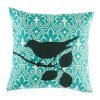 Teal scatter cushion cover with black bird motif