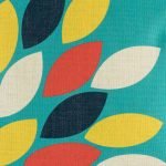 Close up of blue, yellow and red cushion