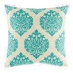 Elegant teal pattern on natural coloured cushion cover