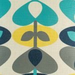 Close up of cushion cover with colourful clover pattern