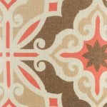 Close view of brown and red pattern on cushion cover