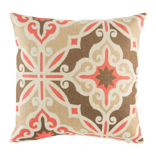 Retro style cushion cover with brown and red colours