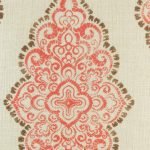 Magnified view of fine red patterning on cushion