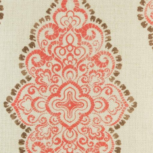 Magnified view of fine red patterning on cushion