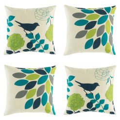 Colourful cushion cover set with green and teal colours