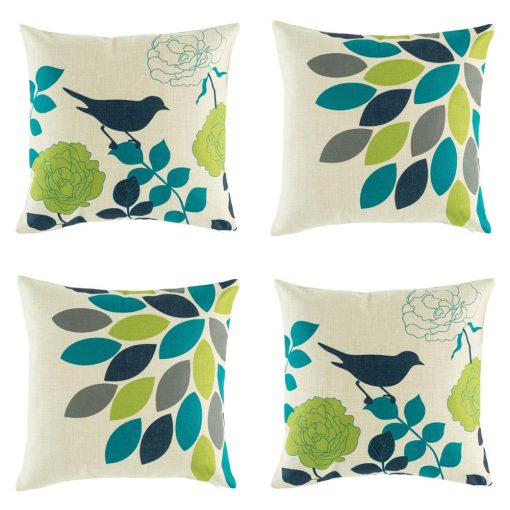 Colourful cushion cover set with green and teal colours